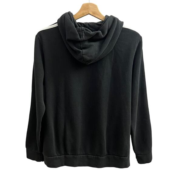 Adidas Women's MEDIUM Black Striped Long Sleeve Pullover Hoodie Sweater - Picture 2 of 11